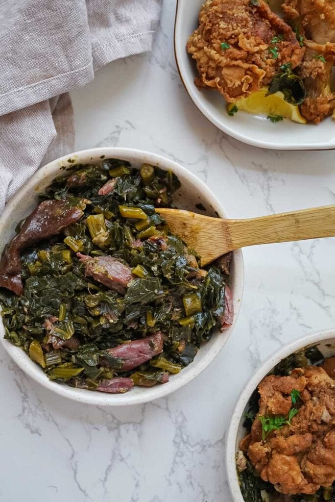 Southern-Collards-with-fried-chicken