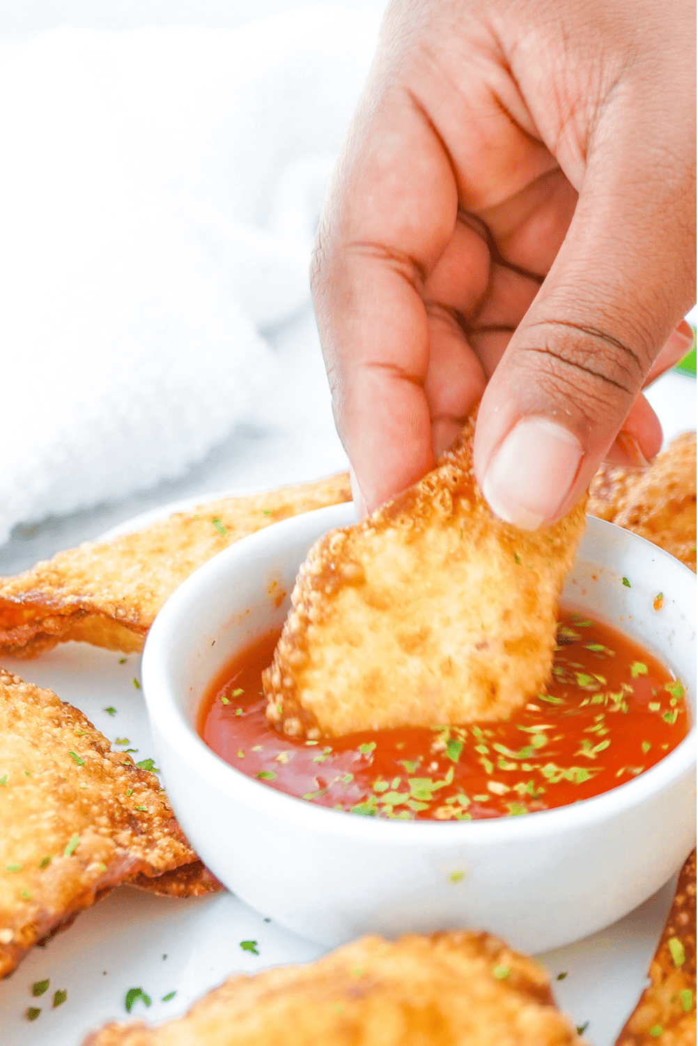 Crab Rangoon with sweet and sour sauce