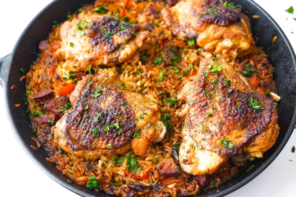 one-pan oven-baked chicken and rice