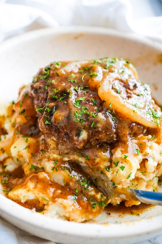 Hamburger Steak Recipe with Onions and Gravy - Add a Pinch